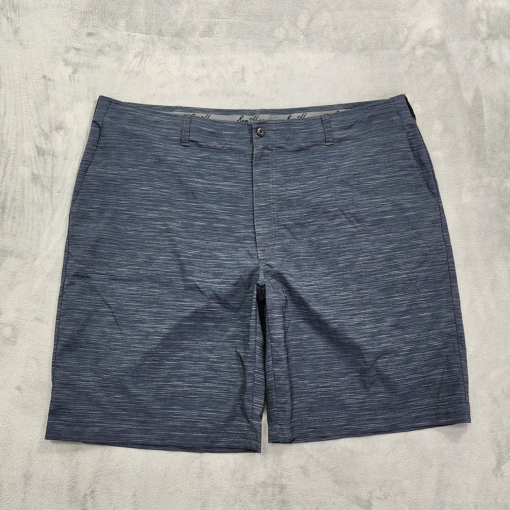 Ben Hogan Shorts Mens 42 Blue Striped Stretch Chino Flat Front Casual‎ 10 Inseam
